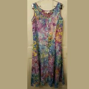 Norm Thompson Floral Watercolor Button Down Dress